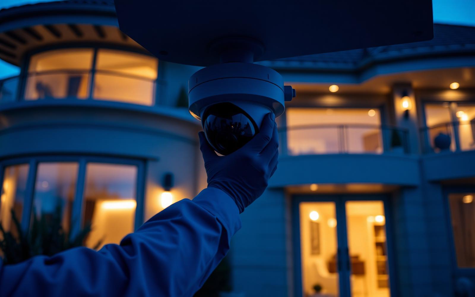 Installation d'une caméra de vidéosurveillance sur une villa